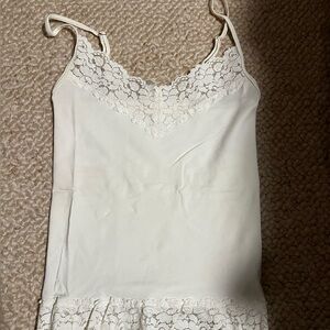 Banana Republic Lace Trimmed White Tank Top Adjustable Straps XS VINTAGE